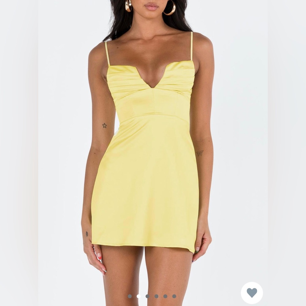Princess Polly Della Mini Dress Butter Yellow - US size 6